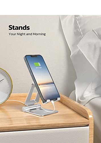 Pegly Metal Fully Adjustable Cell Phone Stand For Desk Portable Phone Holder Foldable Desktop Phone Stands For Iphone 13 12 11 Pro Xr Xs Max X 8 7 6 Plus Samsung #TOP1