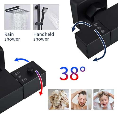 Homelody Duschsystem mit Thermostat und Regendusche