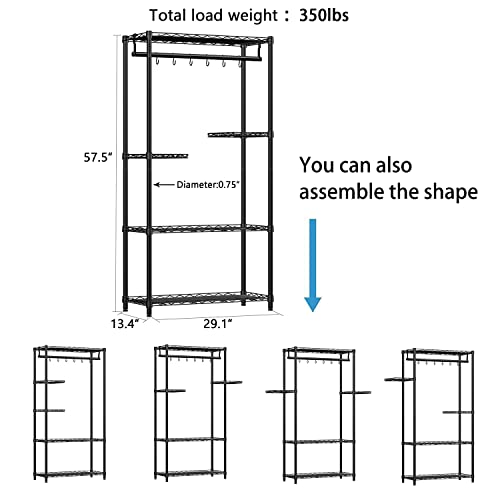 Xiofio 5-Tier Plant Stand For Indoor Outdoor, Large Multiple Flower Pot Holder Rack Tall Plant Stand ，Hanging Plant Stand ,Adjustable Plant Stand Suitable For Bedroom Living Room Balcony Garden,Black #TOP5