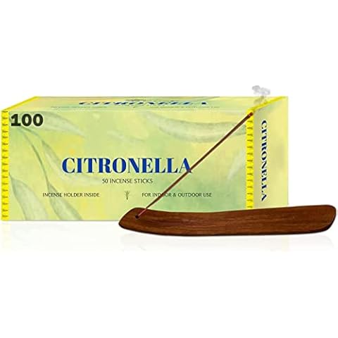 Citronella Incense Sticks Insect Repellent Bugs Repellent Sticks with Wooden Stick Holder for Outdoor, Indoor, Garden, Camping (100 Pack) Cover