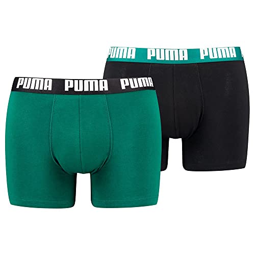 PUMA Men's Basic Boxers 2 Pack, Varsity Green Combo, S (Pack of 2)