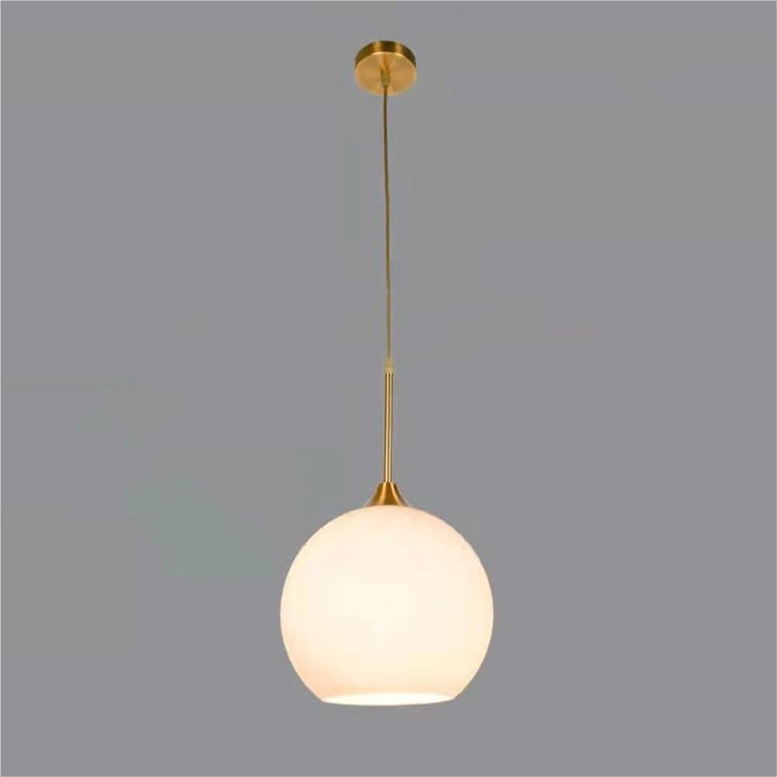 HUAYUSEDF Mini Hand Blown Glass Globe Metal Pendant Lamp Chandelier Hanging Lighting Ceiling Fixture E27 Retro for Kitchen Island Dining Room(Gold Color,20cm)