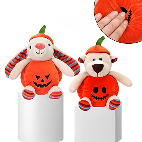 Nleio Pack Of 3 Halloween Squishy Bunny Plush, Cuddly Rat Plush, Bear Stuffed Animals, 9.5” Cute Plush Toys, Plushies Gift For Halloween, Soft Stuff Animals, Kid Halloween Toy, Halloween Collection #TOP3