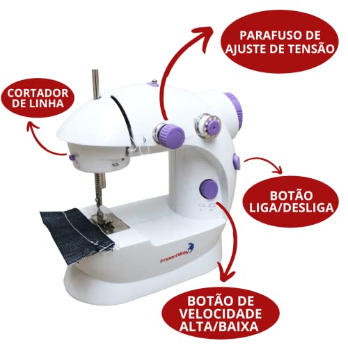 Mini Máquina de Costura Portátil 2 Velocidades Bivolt IWMC507, Importway