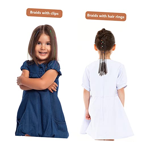 POPETPOP 4 Conjuntos De Tranças Infantis Extensão De Cabelo Com Clipes Arco-Íris Extensão De Rabo De