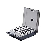 HIULLEN Visitenkartenbox,Visitenkarten Aufbewahrungs Box,Kapazität Visitenkarten Aufbewahrungs Box für Visitenkarten mit 4 Teilerplatinen und A-Z Index Registerkarten, Hält 1000 Karten (Grau)