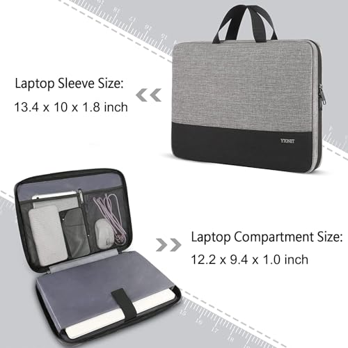 Image of Ytonet Laptop Sleeve Case 13 13.3 Inch, TSA Slim Laptop Case with Handle | Compatible with MacBook Neo, Air, Pro HP Dell Notebooks, TSA, Slim, Water Resistant, Business Travel Carrying Cover, Grey