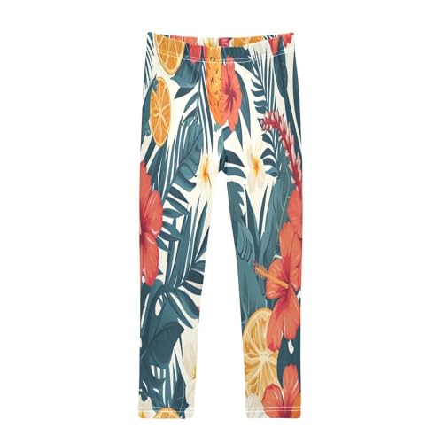 Toddler Girls Leggings Printed Yoga Pants Leggings Lemon Red Flower for Kids