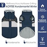 AOFITEE Hundemantel Winter Grosse Hunde, Warme Hundejacke Wintermantel mit Geschirr, Wasserdicht Hunde Winterjacke Warmer Hundemäntel Fleece Winterweste für Labrador, Windhund, Golden Retriever, 2XL