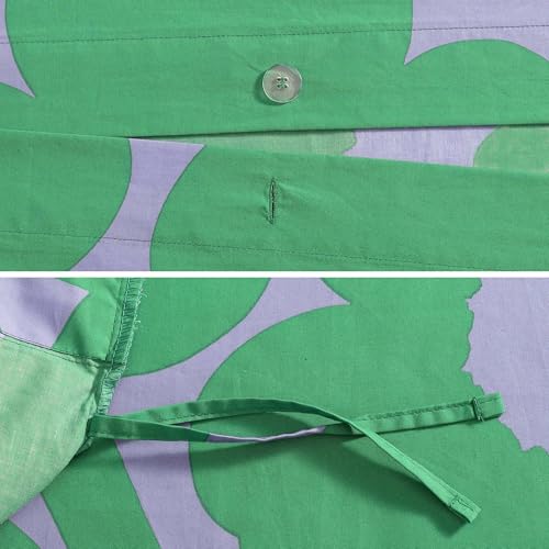 Image of MARIMEKKO - Queen Duvet Cover Set, Soft Cotton Bedding for Year Round Comfort, 3 Piece Floral Bed Set with Matching Pillowcases (Unikko Green)