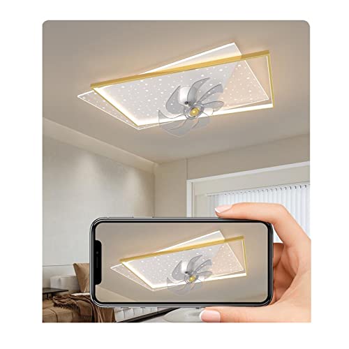 Plafonnier LED moderne doré à intensité variable avec télécommande pour salon 90x60cm