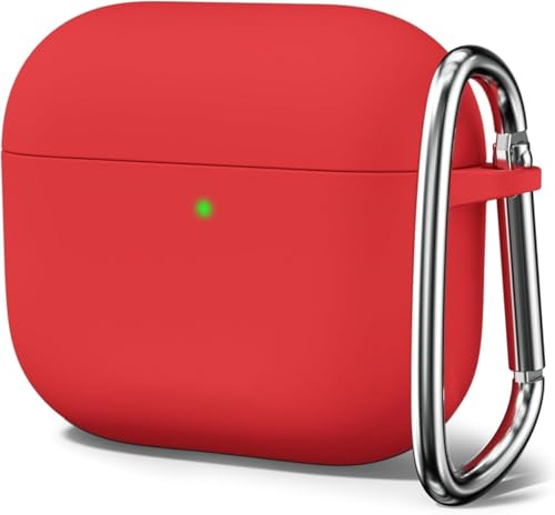 Image of Meyaar for Apple AirPods Pro 3 Case Cover with Keychain, Soft Skin Silicone Case Cover, Full Protective Case Cover Compatible with AirPods Pro (3rd Generation) Case 2025 (Red)