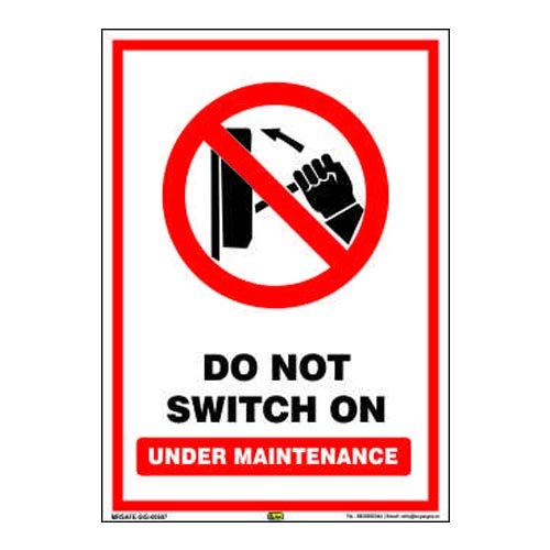 Mr. Safe Do Not Switch On Under Maintenance Sign Eco Vinyl Sticker A3 (11.7 inch X 16.5 inch