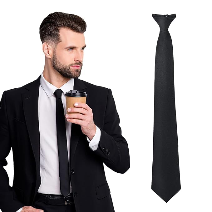 Men's Solid Clip-on Tie with Buttonholes
