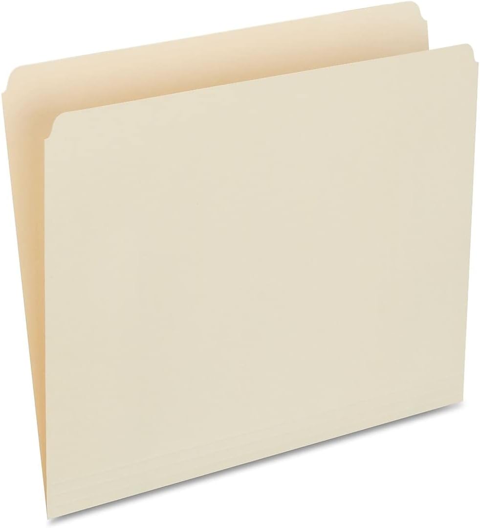 Staples Single‑Tab File Folders, Letter Size, Manila, Durable Paper Stock, 100/Box