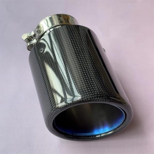 Punta de escape para coche en fibra de carbono brillante azul ID 51mm 5
