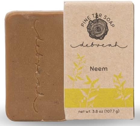 Debreah Neem Pine Tar Bar Soap for Men and Women, Handmade, Vegan Hot Process Face And Body Soap, sweet smell