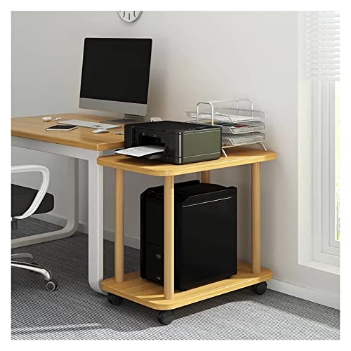 FLYIFE Desktop Printer Stand 2-Tier Printer Stand with Storage, CPU Tower Stand with Wheels, Movable CPU Stand Printer Shelf, Sofa Side Table Small Coffee Table Printer Desktop Stands