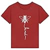 CMTOP Women Bee Kind T-Shirt Ladies Graphic Shirt Crew Neck Short Sleeve Summer Tee Print Tops Slouch Blouse Loose Fit Casual Wine Red #1