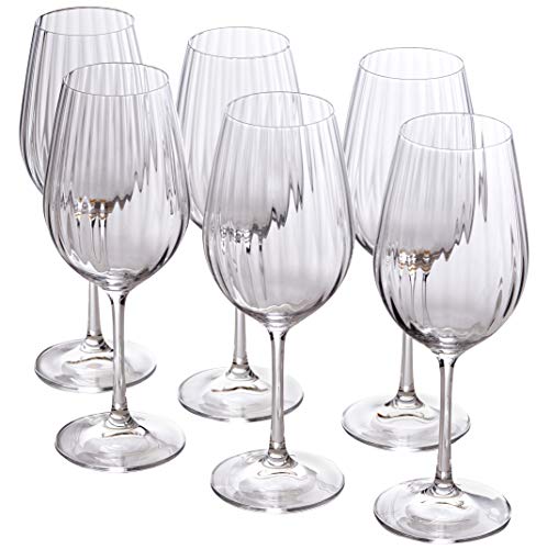 Wine Glasses Set of 6 - Pure Crystal Stemware Big Wine Glass - Waterfall Edition - 16 Ounces - Thumbnail 2