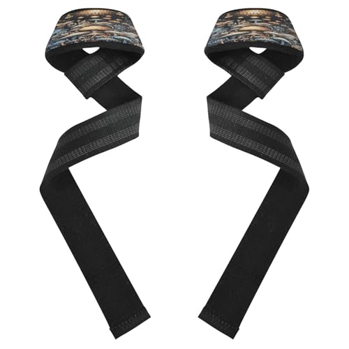 STAYTOP Glowing Sun and Crescent Moons Wrist Straps for Weightlifting,Lifting Straps with Neoprene Cushioned Wrist Padded and Anti-Skid Silicone for Strength Training,Bodybuilding,Deadlifting