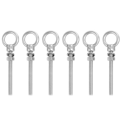 QWORK® 6 Stück Ösenschrauben, M6x60mm Ringschraube aus Edelstahl, Augenschraube, für Befestigung und Aufhängung