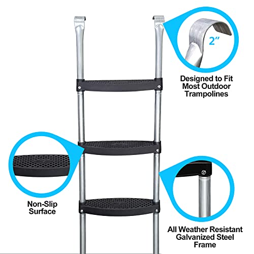 Rukars Trampoline Ladder, 3 Wide Skid-Proof Steps Universal Trampoline Ladder Accessories For Kids Children, Easy Assemble Trampoline Steps,Sturdy And Safe,Rust & Weather Resistant Galvanized Steel #TOP5