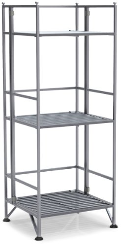Image of Convenience Concepts Designs2Go X-Tra Storage 3-Tier Folding Metal Shelf, Silver