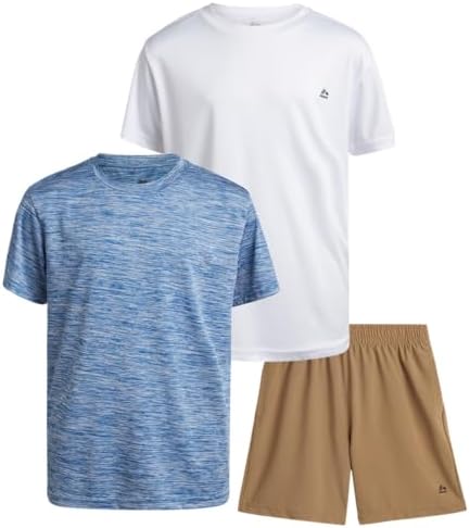 RBX Boys&#39; Active Shorts Set - 3 Piece Performance T-Shirt and Woven Gym Shorts - Kids&#39; Activewear Set for Boys (4-12)