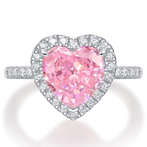 Pink Diamond Ring, Engagement Ring for Women, 18k White Gold Plated Lab Grown Diamond Rings, 925 Sterling Silver Wedding Band, Promise Rings, Jewelry Gifts2