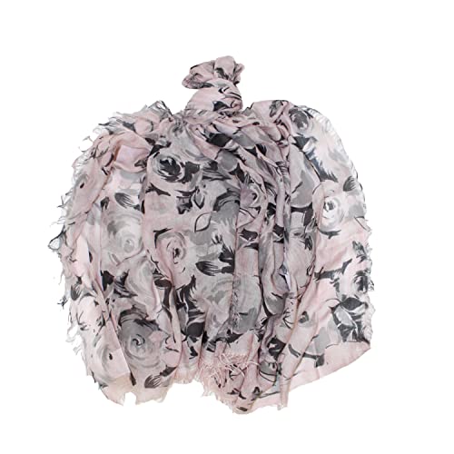 KIKKA MIA Écharpe pour femme Made in Italy - Foulard élégant accessoire de haute qualité fabriqué en Italie 100 % modèle imprimé (NAIIF), Rose antique, Taille unique Cover