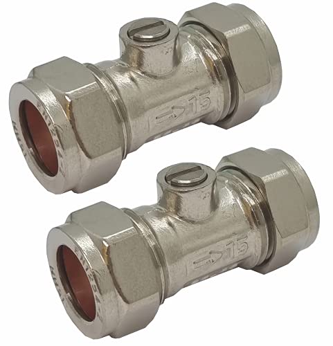 Pipestation Isolation Valve 15mm (2 Pack) | 15mm Isolation Valves | WRAS Approved Plumbing Fittings | Chrome Valves Compression | Fitting Stopcock and Stop Tap Water Shut Off Valve - Easy Installation