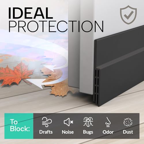 Image of Vellure Door Draft Stopper for Bottom of Door - Premium Door Sweep for Bottom of Door /Weather Stripping Door Seal (Save Energy - installs Quickly and Easily) Door Strip (1, Black)