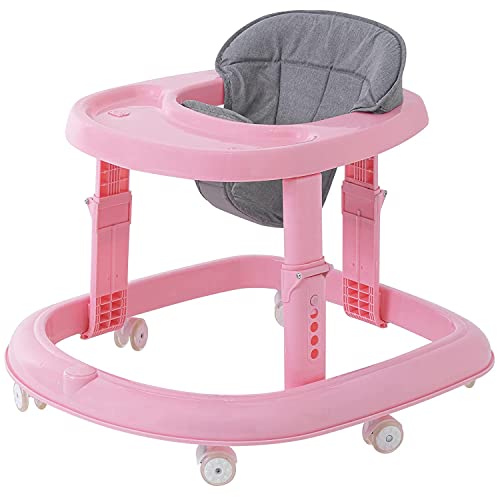 LANGYI Faltbarer Aktivitäts-Lauflernwagen für Jungen und Mädchen, Multifunktions-Anti-Rollover-Kleinkind-Lauflernhilfe mit verstellbarer Höhe für Babys von 6-18 Monaten, Rosa Neu Cover