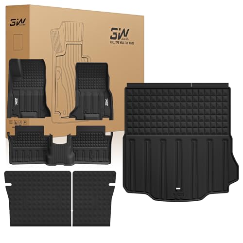 Image of 3W Floor Mats & Cargo Liner & Seatback Mats for 2024-2025 2026 Dodge Charger EV Daytona (Fit 2-Door, Not for 4-Door) Scat Pack & R /T, All Weather TPE Custom Fit Car Mats Floor Liners Full Set, Black