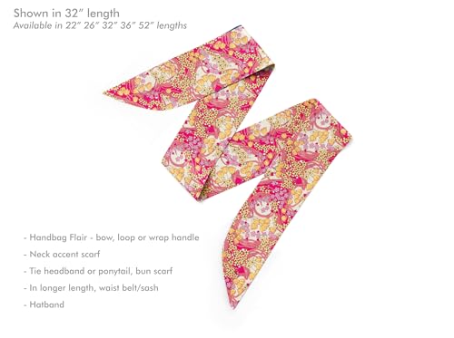 Liberty London Scarf - Hearts and Florals Headband, Skinny Scarf, Handbag/Purse flair - Silky Tana Lawn Cotton - Choose Length2
