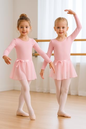 DANSHOW Girls Team Basic Long Sleeve Leotard with Skirt Kid Dance Ballet Tutu Dress(KD3028-M-08) - Thumbnail 5