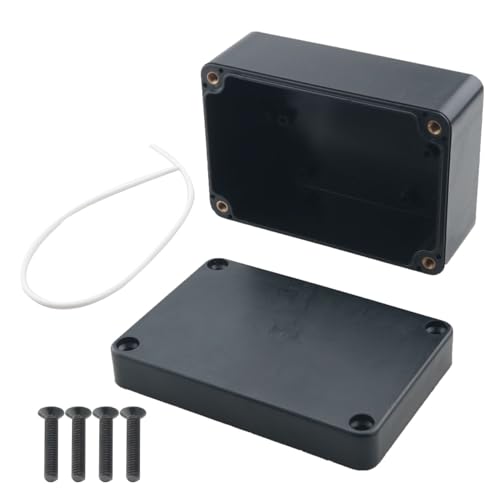 WELWIK Black Junction Box ABS Plastic Dust and Water Resistant IP65 General Purpose Electrical Box Item Shell with Retaining Lugs 3.94 x 2.68 x 1.97 in. Outdoor Waterproof Wiring Distribution Box
