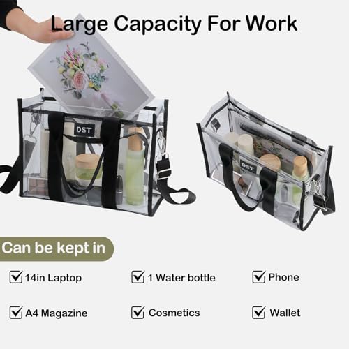 Clear Tote Bag Stadium Approved, Thick Clear Bag for Women Transparent Crossbody Shoulder Bag for Sports Events, Concert, Beach, Work3