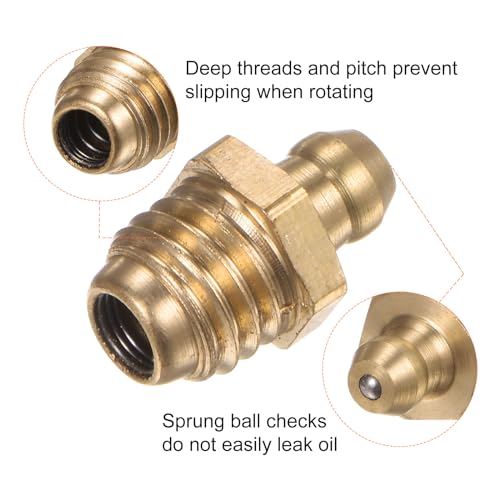 Image of HARFINGTON 15pcs Brass Straight Grease Fitting M10x1.5mm Metric Thread Hydraulic Grease Nipple Accessories for Car
