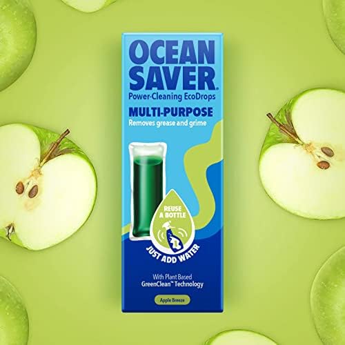 OceanSaver Multi-Purpose All Surface Cleaner, Apple Eco Drop Refill, Eco Mindful All Purpose Cleaning Product for Cleaning Multiple Surfaces, Apple Breeze Scented, Just Add Water  5 Pack