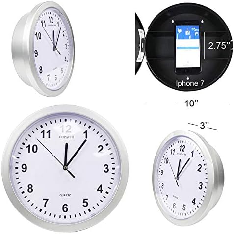 Wall Clock with Hidden Safe Storage Space, COPACHI 10 Inch Round Quartz Clock Large Black Figures Live with Battery Operated Ideal for Home,Kitchen