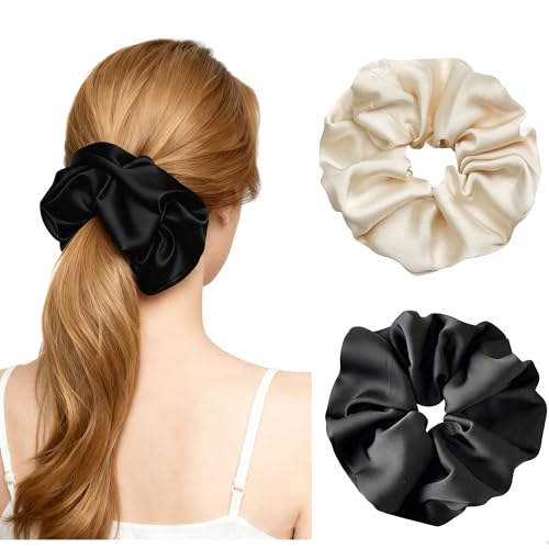 Jumbo Satin Scrunchies No-Damage Silk Large Oversized Scrunchies for Women Big Scrunchy Elastic Big Silk Hair Ties Ponytail Holders