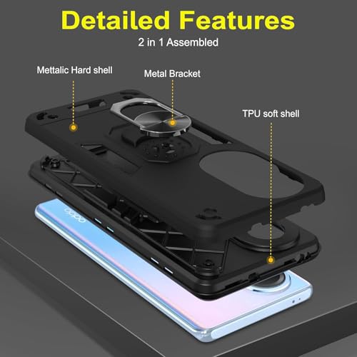 Image of NDCOM for Oppo Reno 10 5G Back Cover | Oppo Reno 10 Pro Back Cover 5G | Oppo Reno 10 5+G Back Case with Ring Holder Kickstand