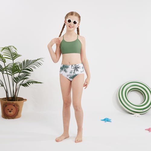 Image of Weixinbuy Girls Swimsuits Bikini Set Kids Bathing Suit Bikini Top Bottom 2Pcs Teen Girls' Swimwear Set