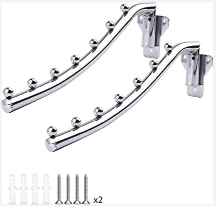 Paquete de 2 percheros plegables montados en la pared, colgador plegable desmontable resistente con brazo oscilante, gancho de ropa de acero