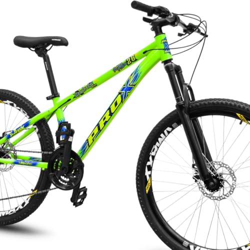 Bicicleta aro 26 Freeride PRO X Mandrake Hiten 21 Velocidades Freio a Disco Aros Vmaxx,Verde Adesivo