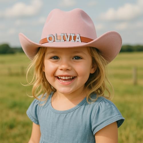 Custom Toddler Cowboy Hat for Kids, Personalized Western Cowgirl Hat for Boys Girls, Leather Hatband Hats for Men Women3