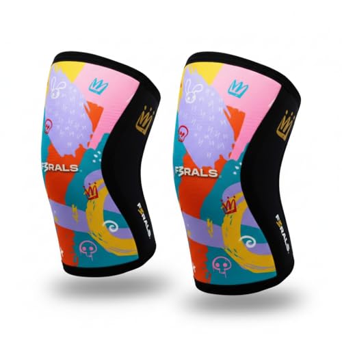 F3RALS ® Ginocchiere Palestra 7mm | Neoprene Cross Training e Bodybuilding - Supporto Ginocchia Compressione Unisex (Crown M)