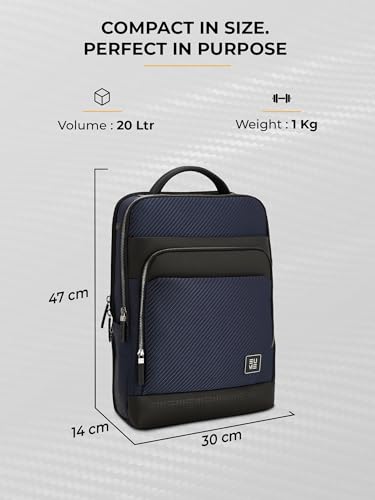 Image of EUME Carbonis 20L Laptop Backpack for Men & Women Office Use| 15.6 Inch Laptop Bag with USB Charging Port, Water Resistant Fabric|Spacious Backpack for Travelling | Vegan Leather
